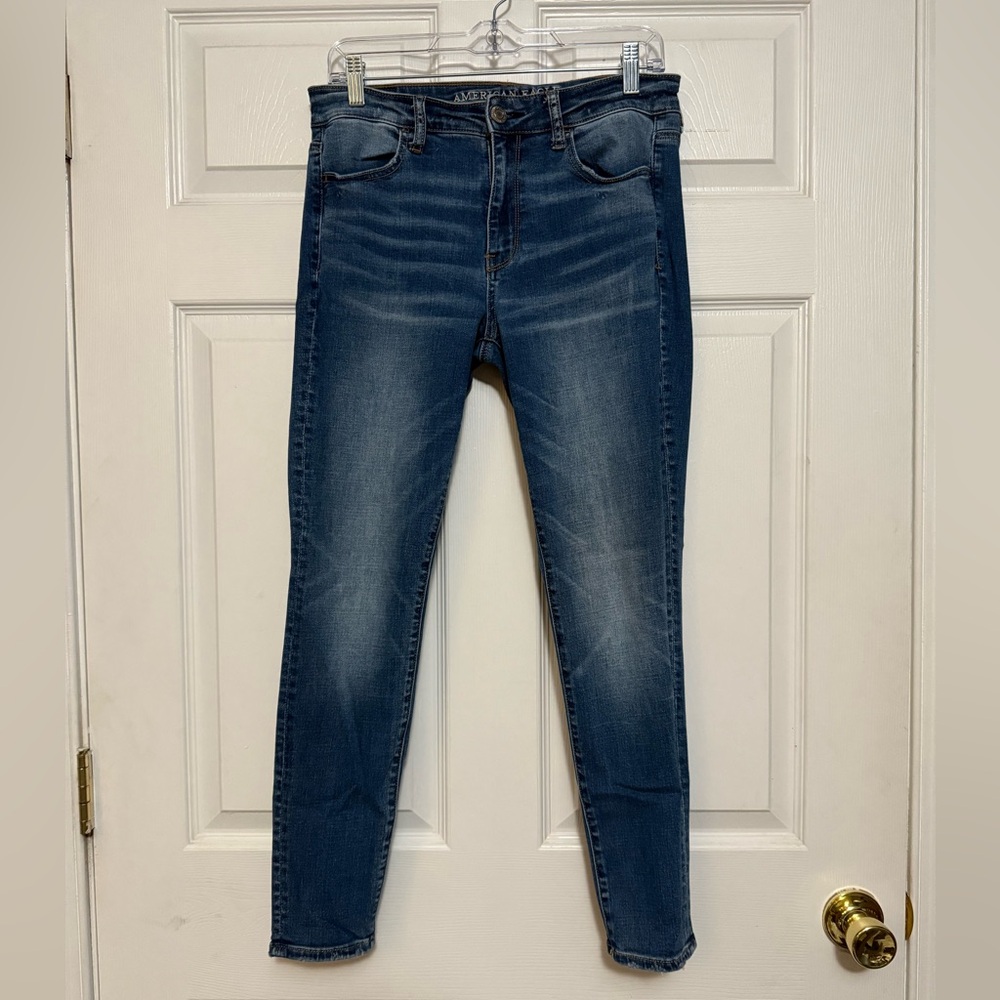 American Eagle Outfitters Dark Blue High Rise Skinny Jeans